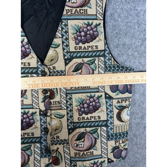 Vintage Bobbie Brooks Tapestry Vest Fruit Peach Grapes Pear Cherries Women’s L - Picture 8 of 10